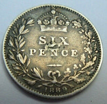 Load image into Gallery viewer, 1889 QUEEN VICTORIA JUBILEE HEAD 6d SIXPENCE EF IN PROTECTIVE CLEAR FLIP
