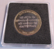 Load image into Gallery viewer, 2011 KING JAMES BIBLE QEII BUNC £2 TWO POUND COIN WITH QUAD CAPSULE &amp; COA
