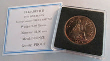 Load image into Gallery viewer, 1953 QUEEN ELIZABETH II PROOF BRONZE ONE PENNY COIN IN QUADRANT CAPSULE
