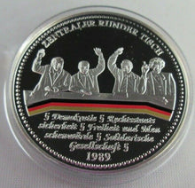 Load image into Gallery viewer, 20 YEARS OF GERMAN UNITY CENTRAL ROUND TABLE 1989 SILVER PROOF MEDAL WITH COA
