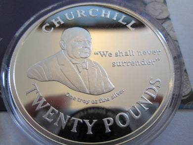 20 Pound Gibraltar Coin 2013 comemorative BU UNC Fine Silver 1oz £20 CHURCHILL