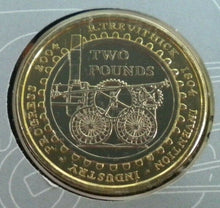 Load image into Gallery viewer, 2004 200 YEARS OF STEAM ENGINES BUNC £2 COIN COVER PNC STAMPS,P-MARKS, INFO CARD
