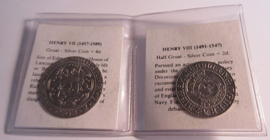 HENRY VII 1457-1509 GROAT & HENRY VIII 1491-1547 HALF GROAT OBVERSE RE-STRIKES