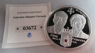 2012 ROYAL DYNASTIES OF EUROPE KING ALBERT PRINCESS PAOLA S/P PROOF MEDAL & COA