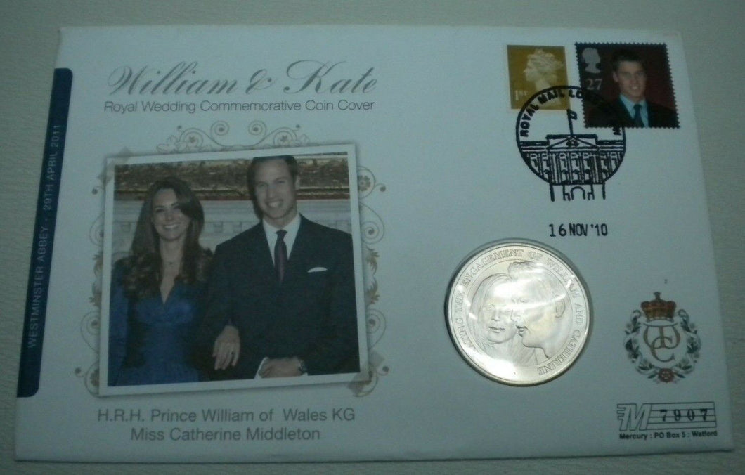 2010 WILLIAM & KATE ROYAL WEDDING COMMEMORATIVE BUNC £5 COIN COVER PNC WITH COA