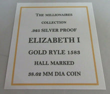 Load image into Gallery viewer, THE MILLIONAIRES COLLECTION ELIZABETH I GOLD RYLE H-MARKED SILVER PROOF BOX/COA
