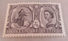 Load image into Gallery viewer, 1964 SHAKESPEARE FESTIVAL 12X PRE-DECIMAL STAMPS WITH CLEAR FRONTED STAMP HOLDER
