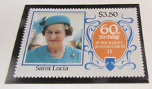 Load image into Gallery viewer, 1986 QUEEN ELIZABETH II 60TH BIRTHDAY SAINT LUCIA STAMPS &amp; ALBUM SHEET
