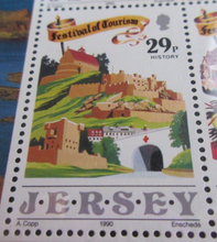 Load image into Gallery viewer, QUEEN ELIZABETH II JERSEY FESTIVAL OF TOURISM MINISHEET &amp; STAMP HOLDER
