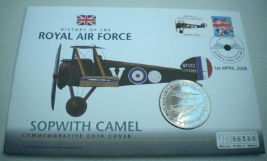 2007 SOPWITH CAMEL HISTORY OF THE ROYAL AIR FORCE PROOF 1 DOLLAR COIN COVER PNC