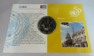 UNITED NATIONS 1945-1995 1 PESO COIN WITH INFORMATION CARD