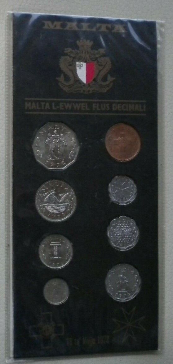 1972 MALTA L-EWWEL FLUS DECIMALI BRILLIANT UNCIRCULATED EIGHT COIN SET