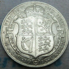 Load image into Gallery viewer, 1915 GEORGE V BARE HEAD FIRST COIN HALF 1/2 CROWN SPINK 4011 CROWNED SHIELD Cc1
