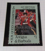 Load image into Gallery viewer, 1986 QUEEN ELIZABETH II 60TH BIRTHDAY ANTIGUA &amp; BARBUDA STAMPS &amp; ALBUM SHEET
