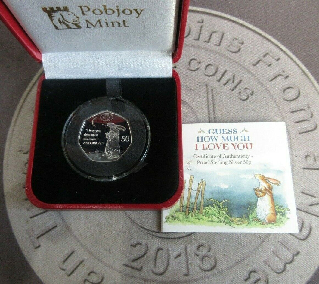 2021 SILVER PROOF Gibraltar 50p Coin Guess How Much I Love You BOX+COA