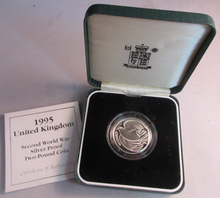 Load image into Gallery viewer, 1995 £2 PEACE DOVE AFTER WWII SILVER PROOF TWO POUND COIN BOXED IN RM BOX
