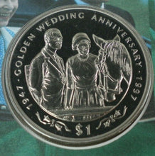 Load image into Gallery viewer, 1947-1997 GOLDEN WEDDING ANNIVERSARY BUNC $1 DOLLAR COIN FIRST DAY COVER PNC
