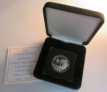 Load image into Gallery viewer, 1991 FIRST MAN ON THE MOON COOK ISL $5 FIVE DOLLAR COIN SILVER PROOF BOX AND COA
