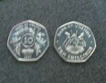 Load image into Gallery viewer, 1987 50P SHAPED BANK OF UGANDA TEN SHILLINGS &amp; 20P SHAPED 5 SHILLINGS MULTI LIST
