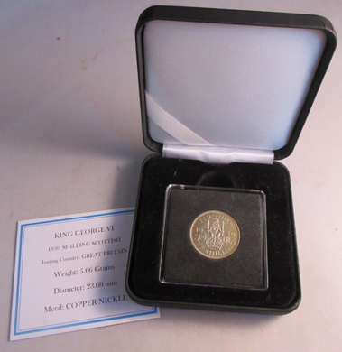 1950 KING GEORGE VI BARE HEAD  SCOTTISH ONE SHILLING COIN BOXED WITH COA