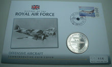 Load image into Gallery viewer, 2008 OFFENSIVE AIRCRAFT - HISTORY OF THE RAF - PROOF 1 CROWN  COIN COVER PNC
