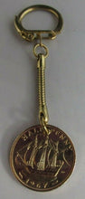 Load image into Gallery viewer, 1967 UK GOLD PLATED HALF PENNY KEY-RING  IN POUCH
