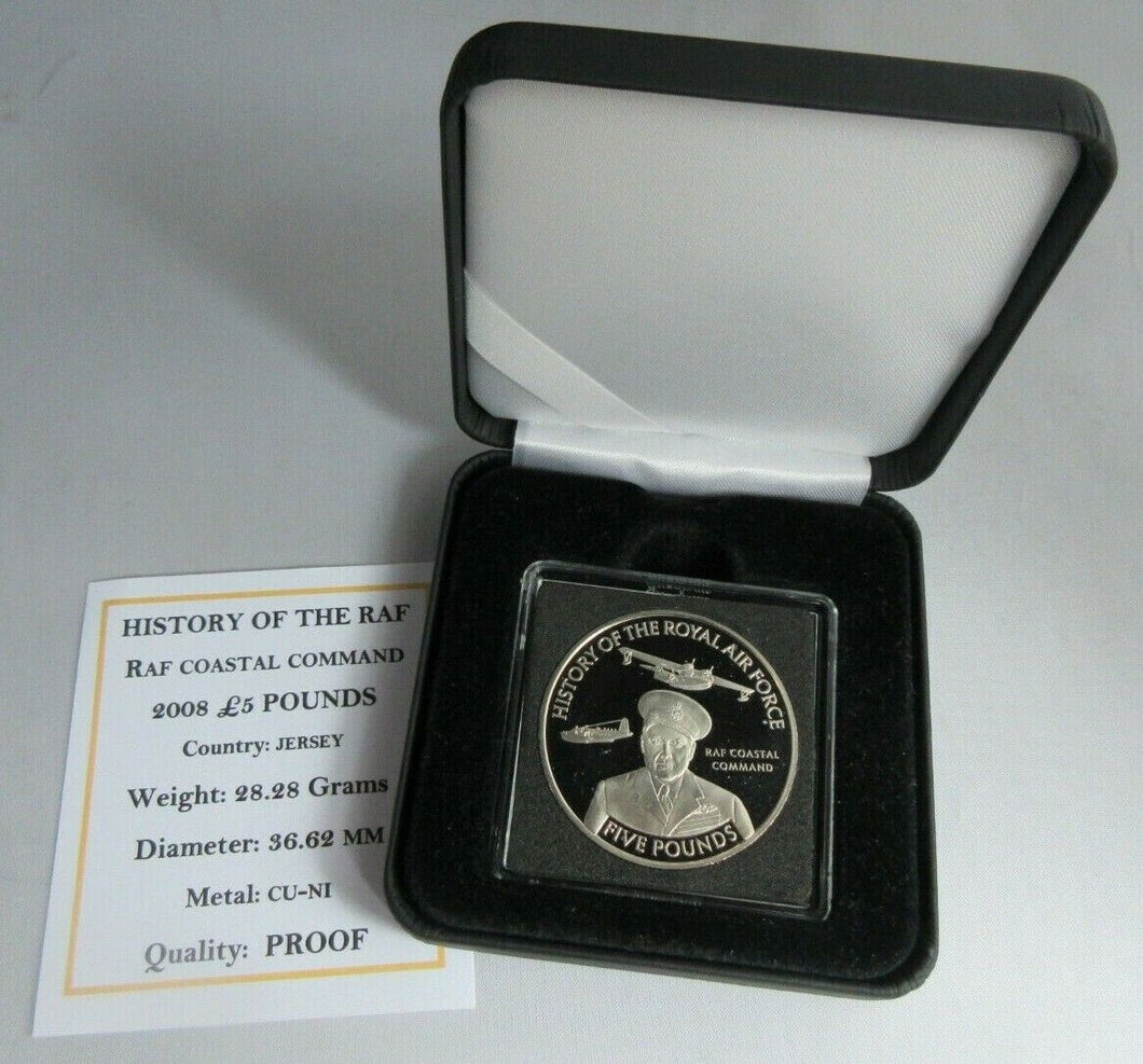 2008 HISTORY OF THE RAF COASTAL COMMAND PROOF £5 FIVE POUND CROWN BOX COA