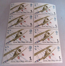 Load image into Gallery viewer, 1918-1968 ROYAL AIR FORCE 1 SHILLING BLOCK OF 8 X STAMPS MNH &amp; STAMP HOLDER
