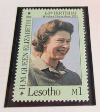 Load image into Gallery viewer, 1986 QUEEN ELIZABETH II 60TH BIRTHDAY LESOTHO STAMPS &amp; ALBUM SHEET
