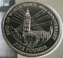 Load image into Gallery viewer, THE PALACE OF WESTMINSTER END OF WORLD WAR II 2005 PROOF £5 COIN COVER PNC &amp;INFO
