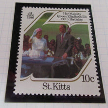 Load image into Gallery viewer, 1986 QEII 60TH BIRTHDAY &amp; ROYAL WEDDING ST KITTS STAMPS &amp; ALBUM SHEET
