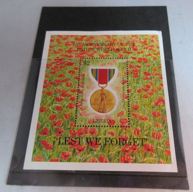 LIBERIA 50th ANNIVERSARY END OF WORLD WAR II LEST WE FORGET $2 MINISHEET MNH