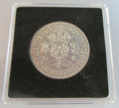 1946 KING GEORGE VI  .500 SILVER FLORIN TWO SHILLINGS COIN WITH QUADRANT CAPSULE