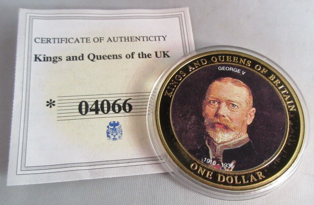 2007 KINGS & QUEENS OF BRITAIN GEORGE V GOLD PLATED BUNC COOK ISLANDS  $1 COIN