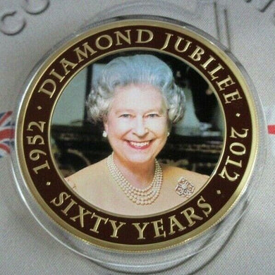 2012 Diamond Jubilee Gold Plated Colour QE2 Portrait Cook Islands $5 & Coa