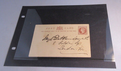 1880 QUEEN VICTORIA HALF PENNY POSTCARD USED IN CLEAR FRONTED HOLDER