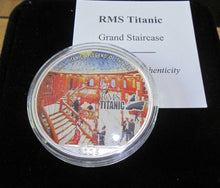 Load image into Gallery viewer, 2005 RMS TITANIC COLOURED 1oz .999 SILVER EAGLE DOLLAR WITH Box/COA GRAND STAIRS
