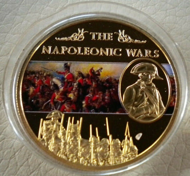 2013 THE NAPOLEONIC WARS GOLD PLATED TWENTY FIVE PENCE CROWN WITHIN CAPSULE