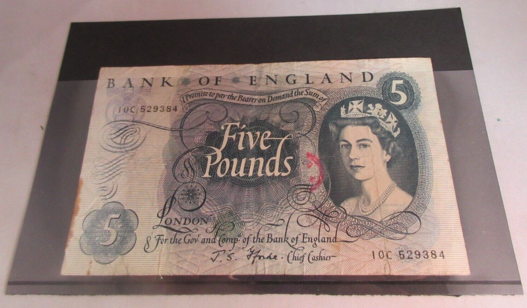 1967 FFORDE FIVE POUND £5 NOTE VF JAN 1967 10C 529384