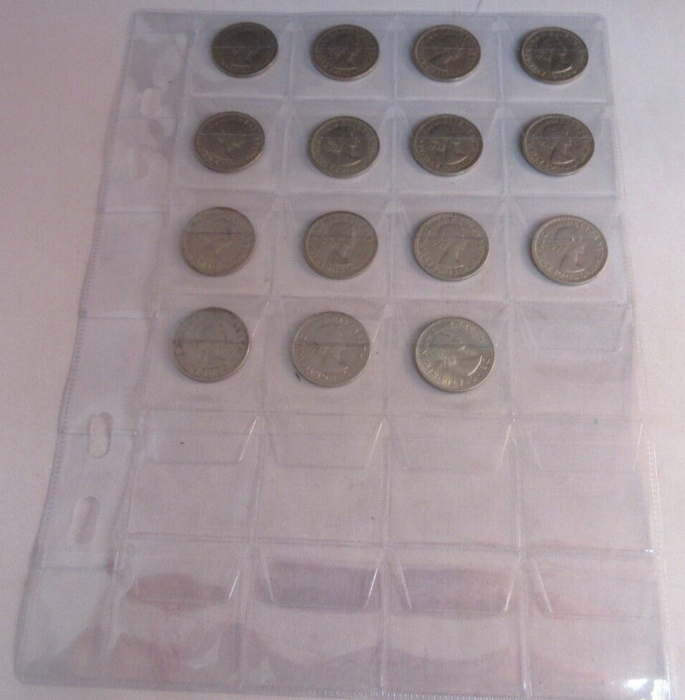 1953-1967 QUEEN ELIZABETH II SIXPENCE 6d FULL 15 COIN SET IN CLEAR FLIP