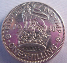 Load image into Gallery viewer, 1940 KING GEORGE VI BARE HEAD .500 SILVER ONE SHILLING COIN &amp; CLEAR FLIP E1
