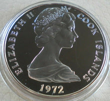 Load image into Gallery viewer, 1972 QUEEN ELIZABETH II COOK ISLANDS PROOF ONE DOLLAR COIN IN CLEAR CAPSULE
