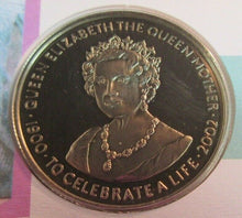 Load image into Gallery viewer, 1900-2002 HM QUEEN ELIZABETH QUEEN MOTHER PROOF ZAMBIA 1000 KWACHA COINCOVER PNC
