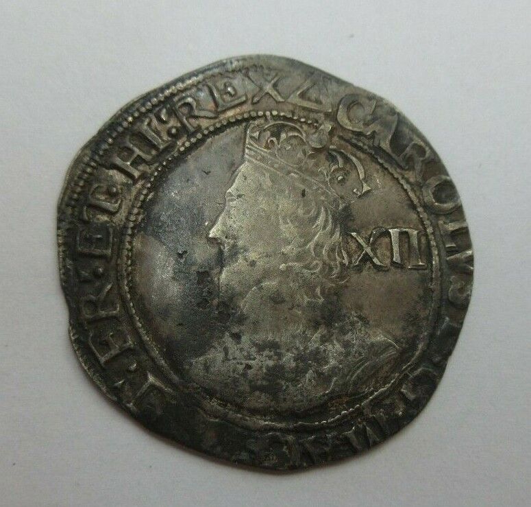 1639 - 1640 HAMMERED UK KING CHARLES I Silver Shilling TOWER MINT CROWNED BUST