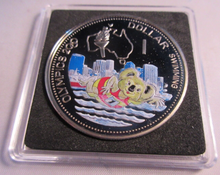 Load image into Gallery viewer, 2000 OLYMPICS SWIMMING PROOF SOLOMON ISLANDS $1 ONE DOLLAR COIN BOX &amp; COA
