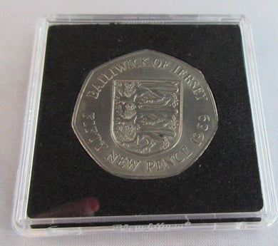 1969 QEII FIRST YEAR BAILIWICK OF JERSEY FIFTY NEW PENCE COIN & QUADRANT CAPSULE