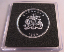 Load image into Gallery viewer, 1994 SILVER PROOF BARBADOS 1 DOLLAR QUEEN MOTHER LADY OF THE CENTURY BOX &amp; COA
