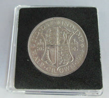 Load image into Gallery viewer, 1934 GEORGE V BARE HEAD COINAGE SILVER aUNC HALF 1/2 CROWN IN QUADRANT CAPSULE
