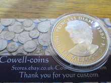 Load image into Gallery viewer, UK SILVER PROOF PRINCESS DIANA COINS VARIOUS £5 /CROWNS/RUPEES/ DOLLARS
