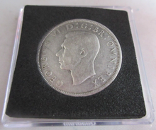 Load image into Gallery viewer, 1942 GEORGE VI BARE HEAD HALF CROWN .500 F-VF IN QUADRANT CAPSULE
